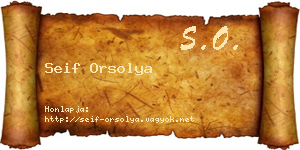 Seif Orsolya névjegykártya